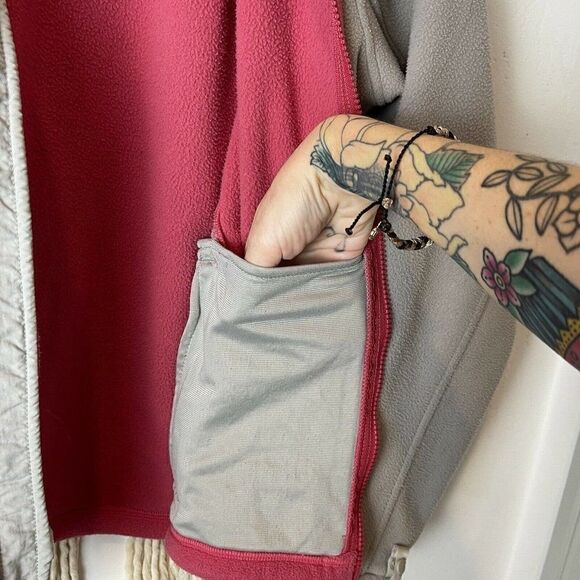 The North Face Jacket MED L Fleece Grey Pink Full Zip Unlined Camping Hiking - Picture 9 of 12